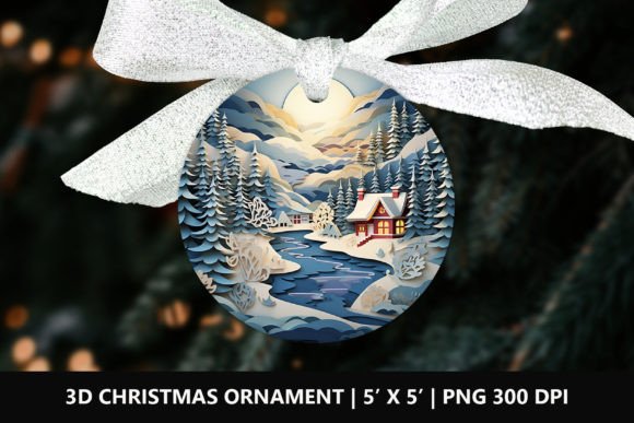 3D Christmas Round Ornament PNG Guide