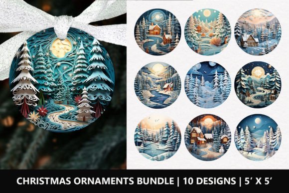 3D Christmas Round Ornaments PNG Bundle: Elevating Holiday Design with High-Resolution Digital Assets