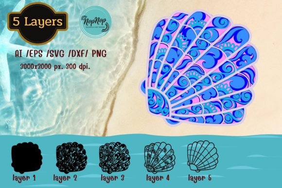 3D Layered Sea Shells V3: Digital Cut Files