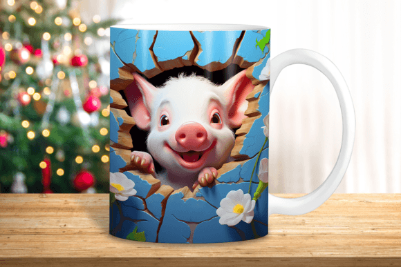 3D Pig Hole in a Wall Mug Wrap: Integrating Digital Assets into Sublimation Workflows