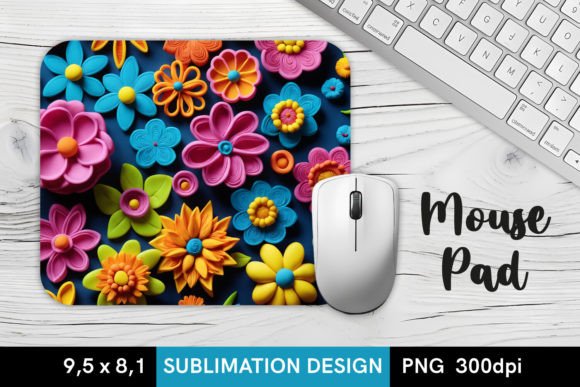 3D Plasticine Flowers - Mouse Pad Design: Elevating Desk Aesthetics with Tactile Art