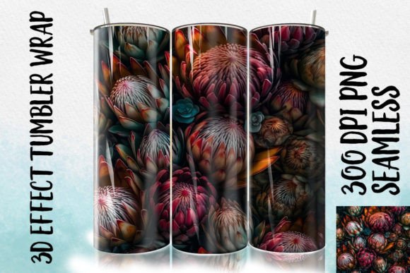 3D Protea Tumbler Wrap 1: Elevating Custom Drinkware with Botanical Design