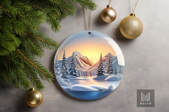 3D Snowy Landscape Globe Xmas Ornament Design