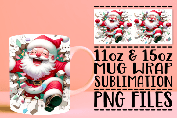 3D Xmas Wall Mug Fantasy: Festive Sublimation Design