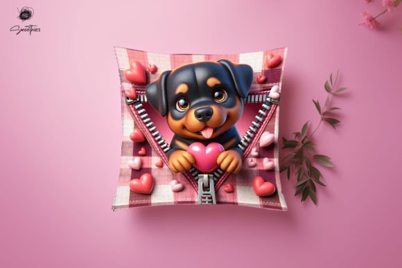 3D Zipper Dog Valentine Pillow PNG 26: Creative Applications for Seasonal Merchandise and Personal Gifts