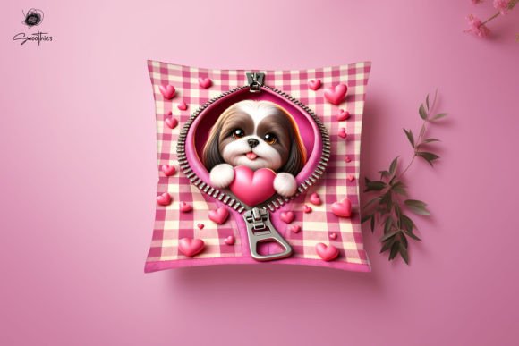 3D Zipper Dog Valentine Pillow PNG 3 Design Guide