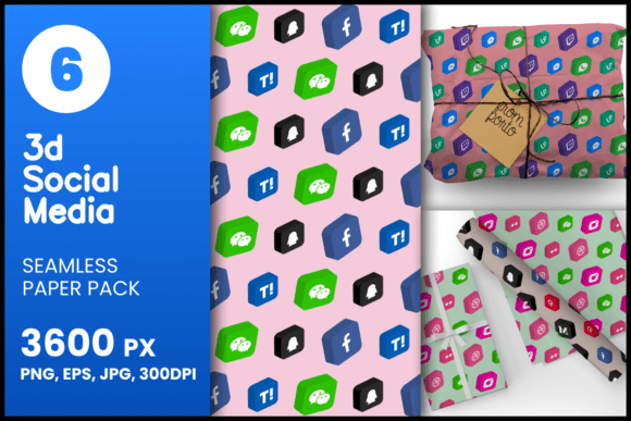 6 3D Social Media Patterns: Versatile Digital Assets for Print and Web Projects