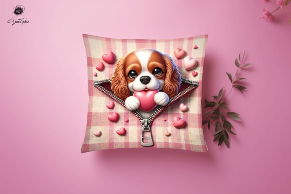 Creating Custom Valentine’s Decor with 3D Zipper Dog Valentine Pillow PNG 4