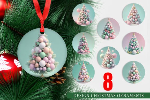 Creating Magical Holiday Decor with Pastel 3D Tree Christmas Ornaments PNG Designs