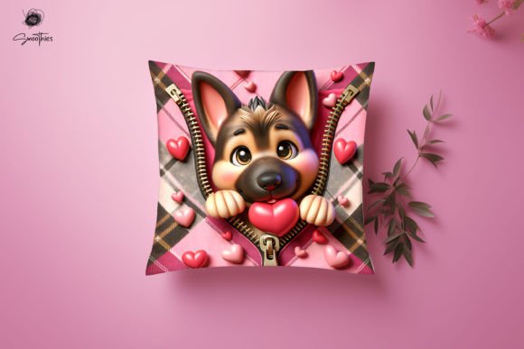 Creative Applications and Technical Specifications of the 3D Zipper Dog Valentine Pillow PNG 24 Design