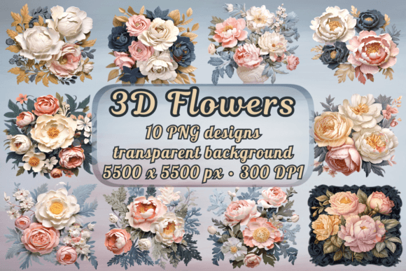 Elevating Print Projects with 3D Floral PNG Sublimation Designs