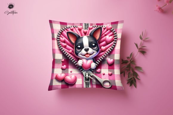 Elevating Seasonal Merchandise with the 3D Zipper Dog Valentine Pillow PNG 33