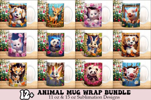 Elevating Sublimation Projects with the 3D Animal Mug Wrap Designs Bundle