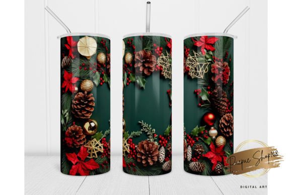 Evaluating the 20oz 3D Christmas Wreath Flower Tumbler1 Digital Design for Sublimation Projects