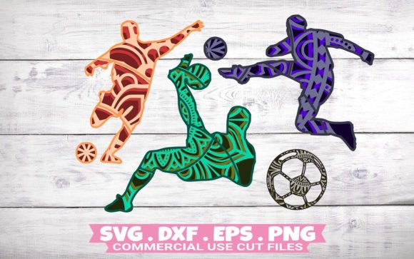 Football SVG Soccer 3D Svg Bundle: Elevating Sports Crafts with Layered Mandala Art