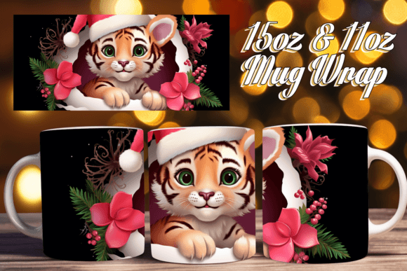 Hole in Wall 3D Mug Wrap: Winter Design Asset
