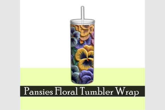 Pansies 3D Floral Tumbler Wrap: Integrating Vibrant Botanical Designs into Sublimation Workflows