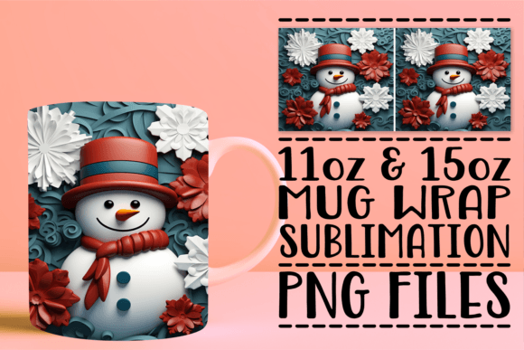 Seasonal 3D Christmas Mug Wrap Design